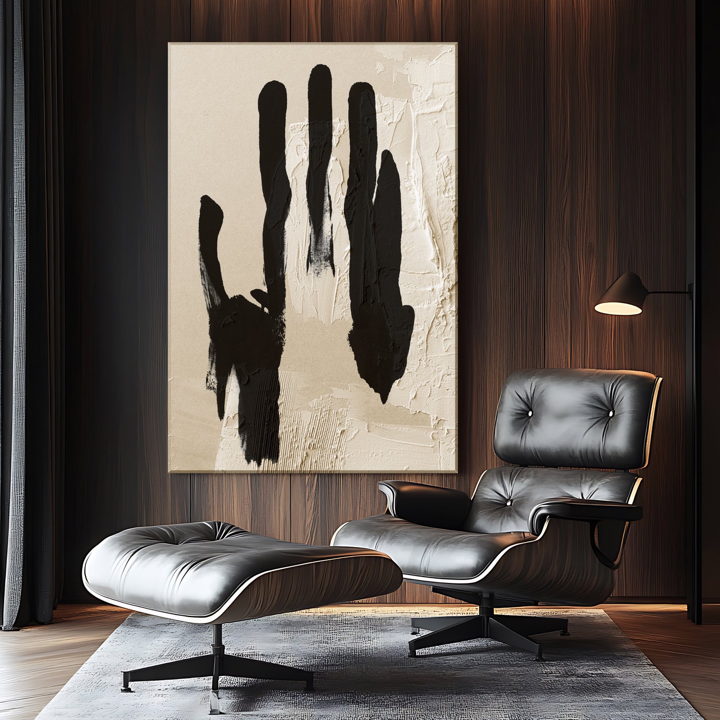 Unspoken – Textured Black & Beige Abstract Printed Canvas Art