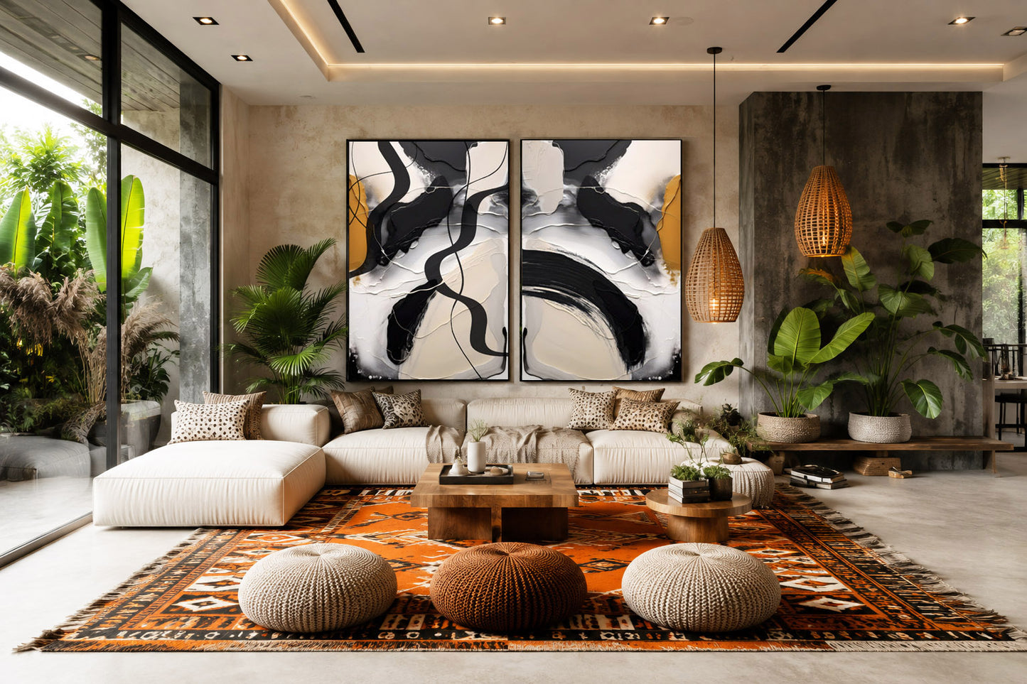Gilded Rhythm – Black & Gold Abstract Wall Art