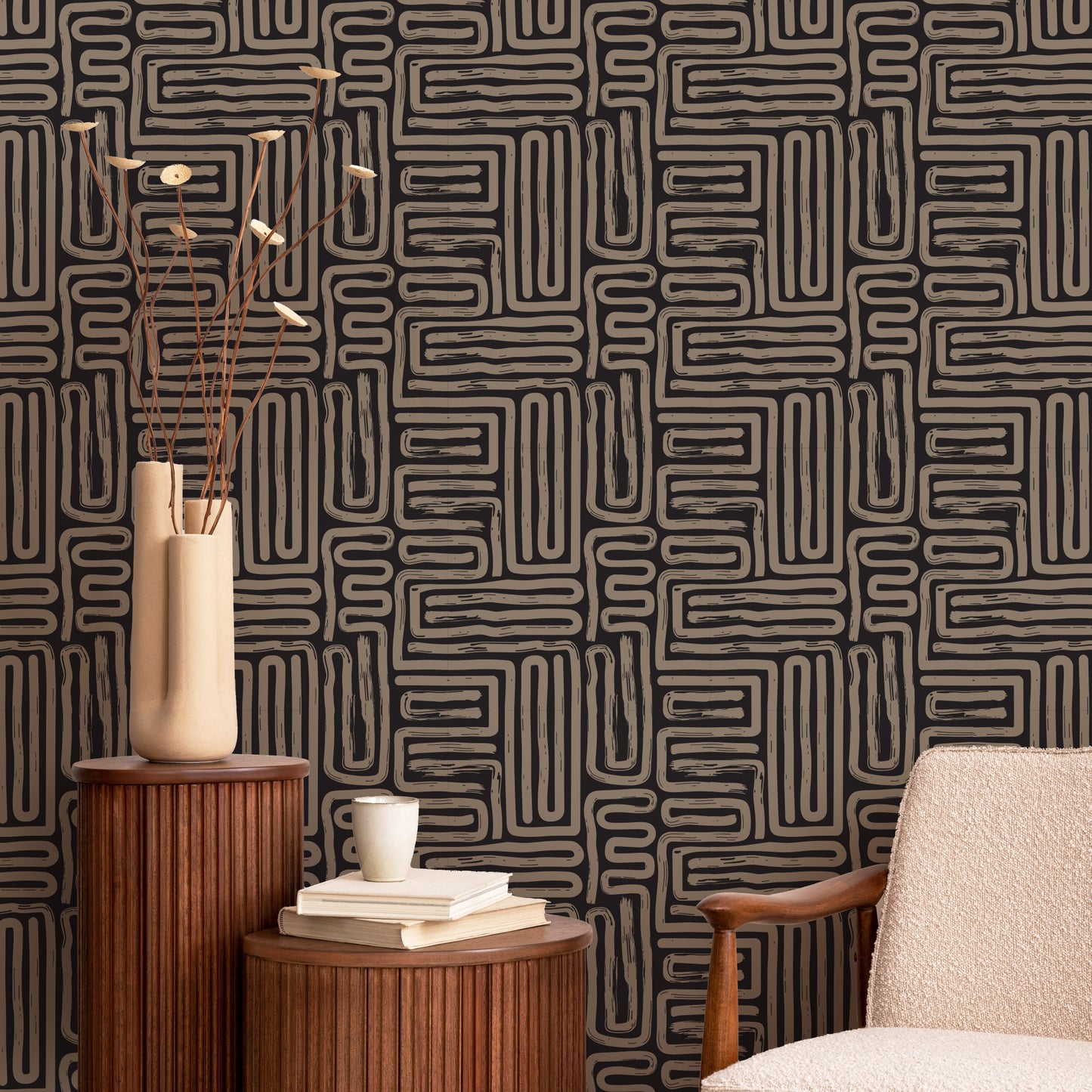 Woven Paths – Hand-Drawn Geometric Wallpaper