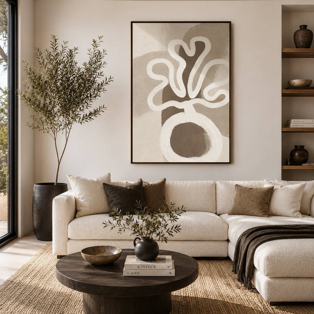 Modern Neutral Abstract Wall Art – Beige Minimalist Canvas Print