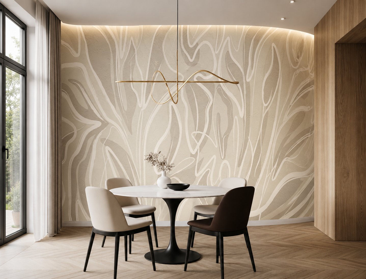 Abstract Flow Luxury Neutral Wallpaper Mural