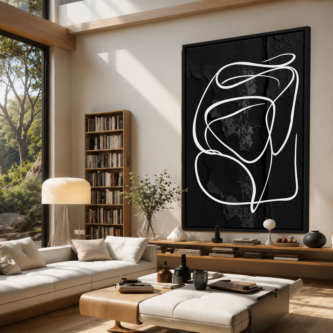 Midnight Lines – Black & White Abstract Wall Art