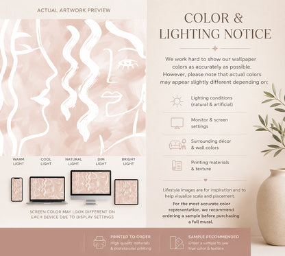 Expressive Strokes: Blush Muse Wallpaper Mural