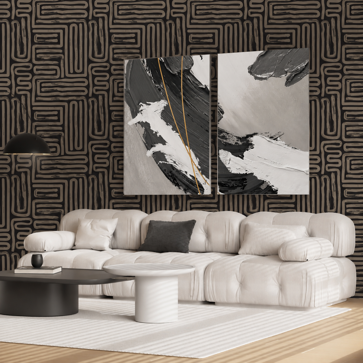 Woven Paths – Hand-Drawn Geometric Wallpaper