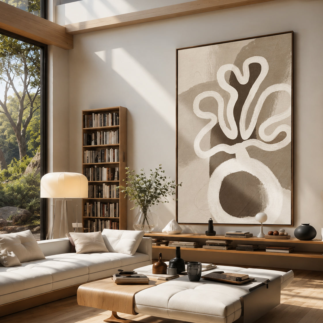 Modern Neutral Abstract Wall Art – Beige Minimalist Canvas Print
