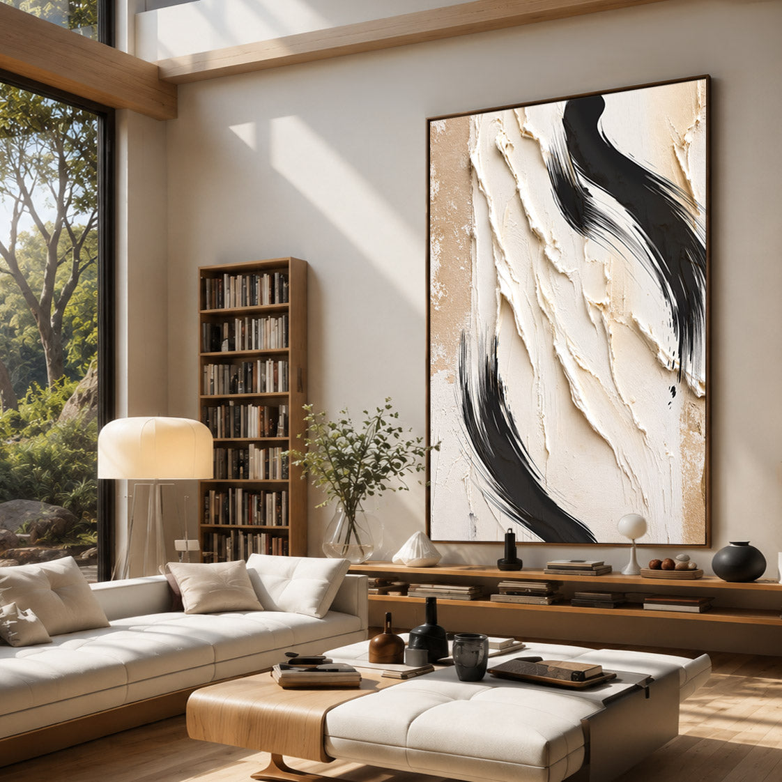 Black & Cream Abstract Wall Art | Modern Canvas Art