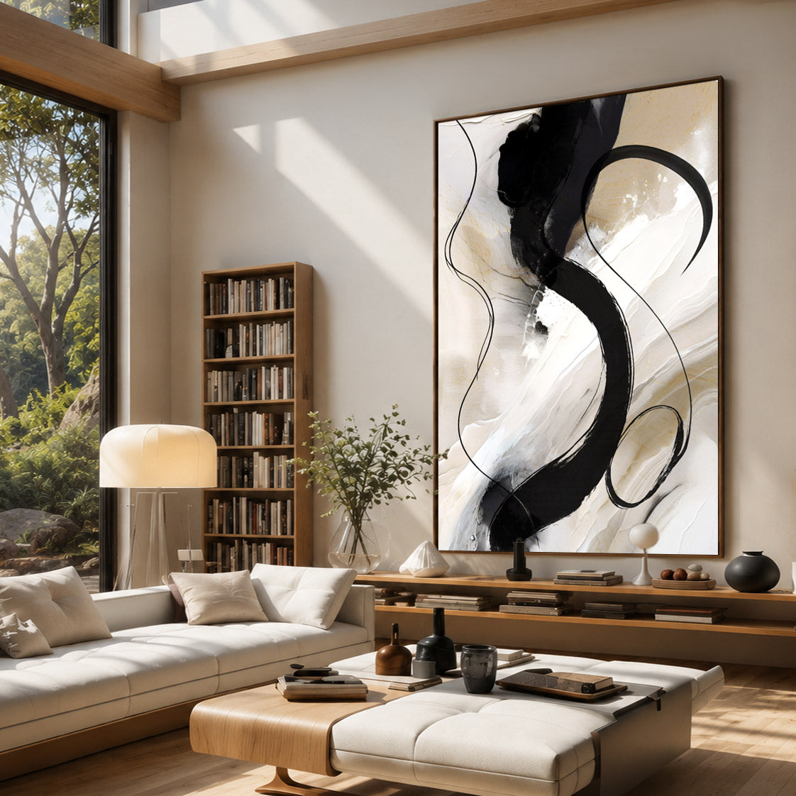 Black & Beige Abstract Wall Art – Modern Neutral Canvas Print