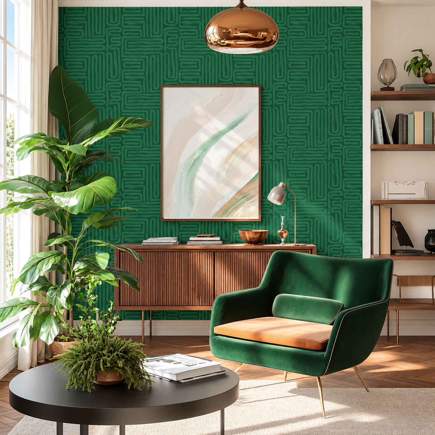 Woven Paths – Hand-Drawn Geometric Wallpaper