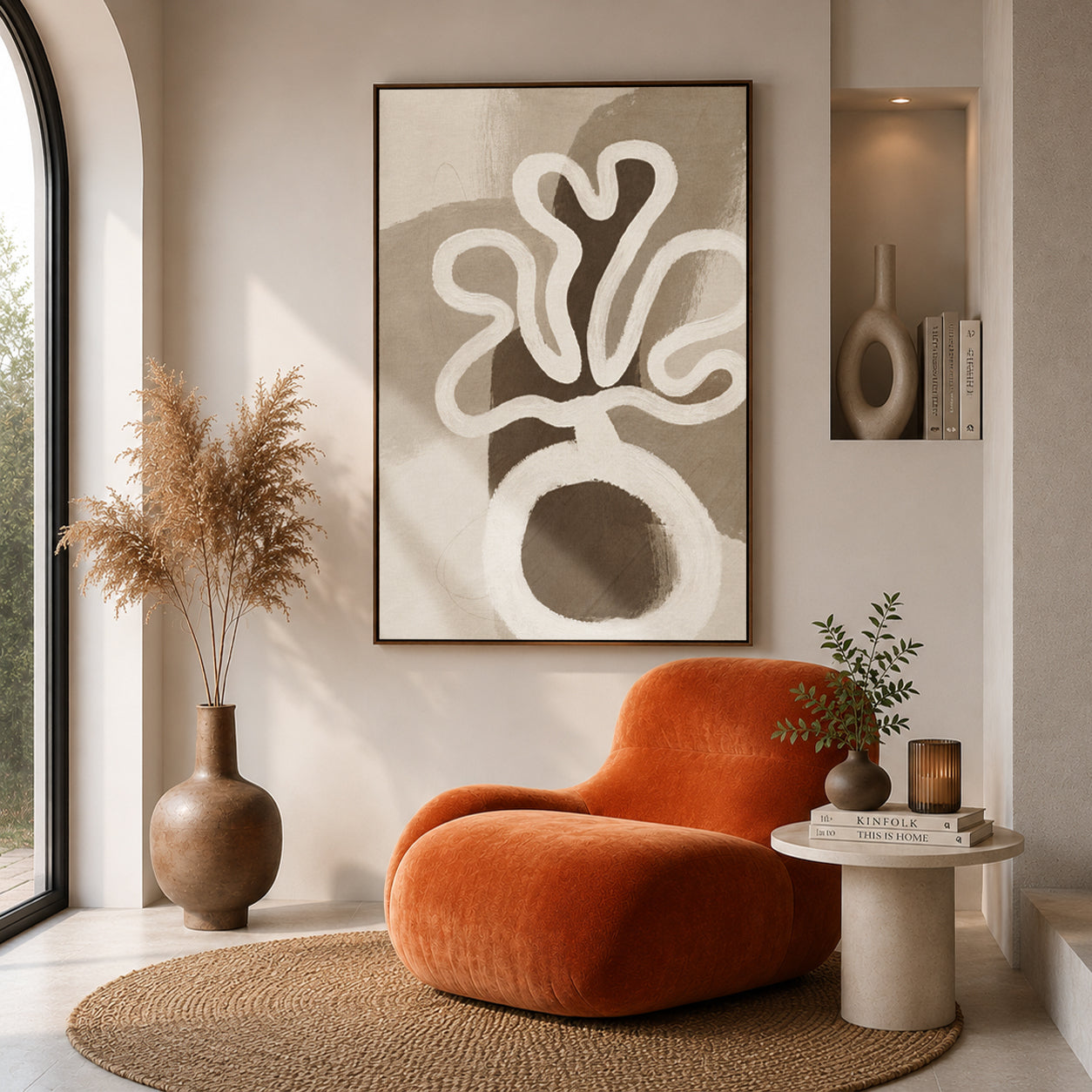 Modern Neutral Abstract Wall Art – Beige Minimalist Canvas Print