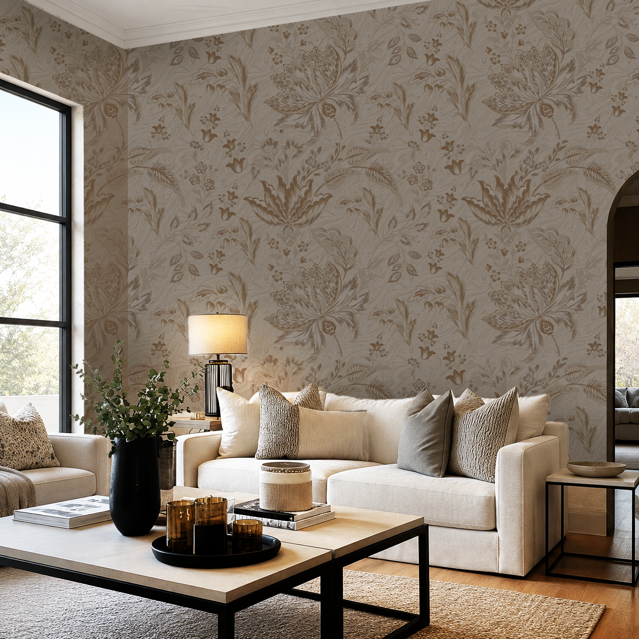 Vintage Floral Wallpaper – Neutral Botanical Peel & Stick