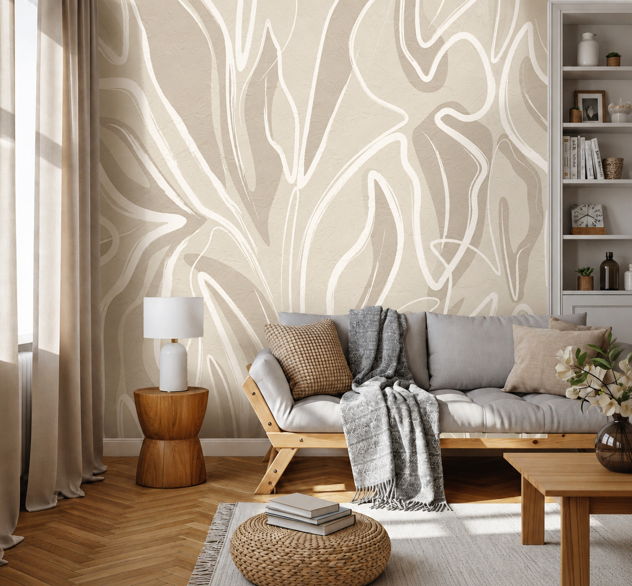 Abstract Flow Luxury Neutral Wallpaper Mural