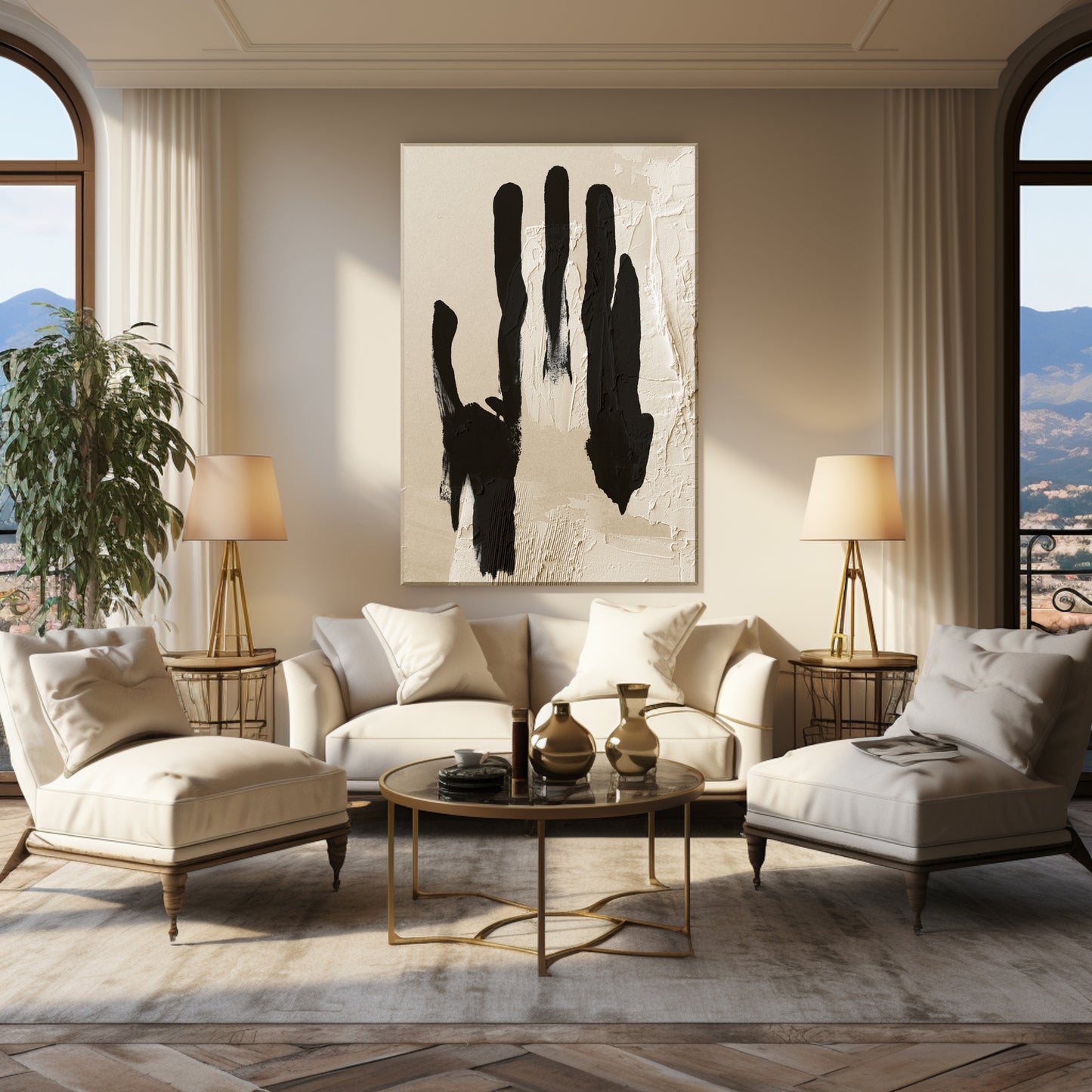 Unspoken – Textured Black & Beige Abstract Printed Canvas Art