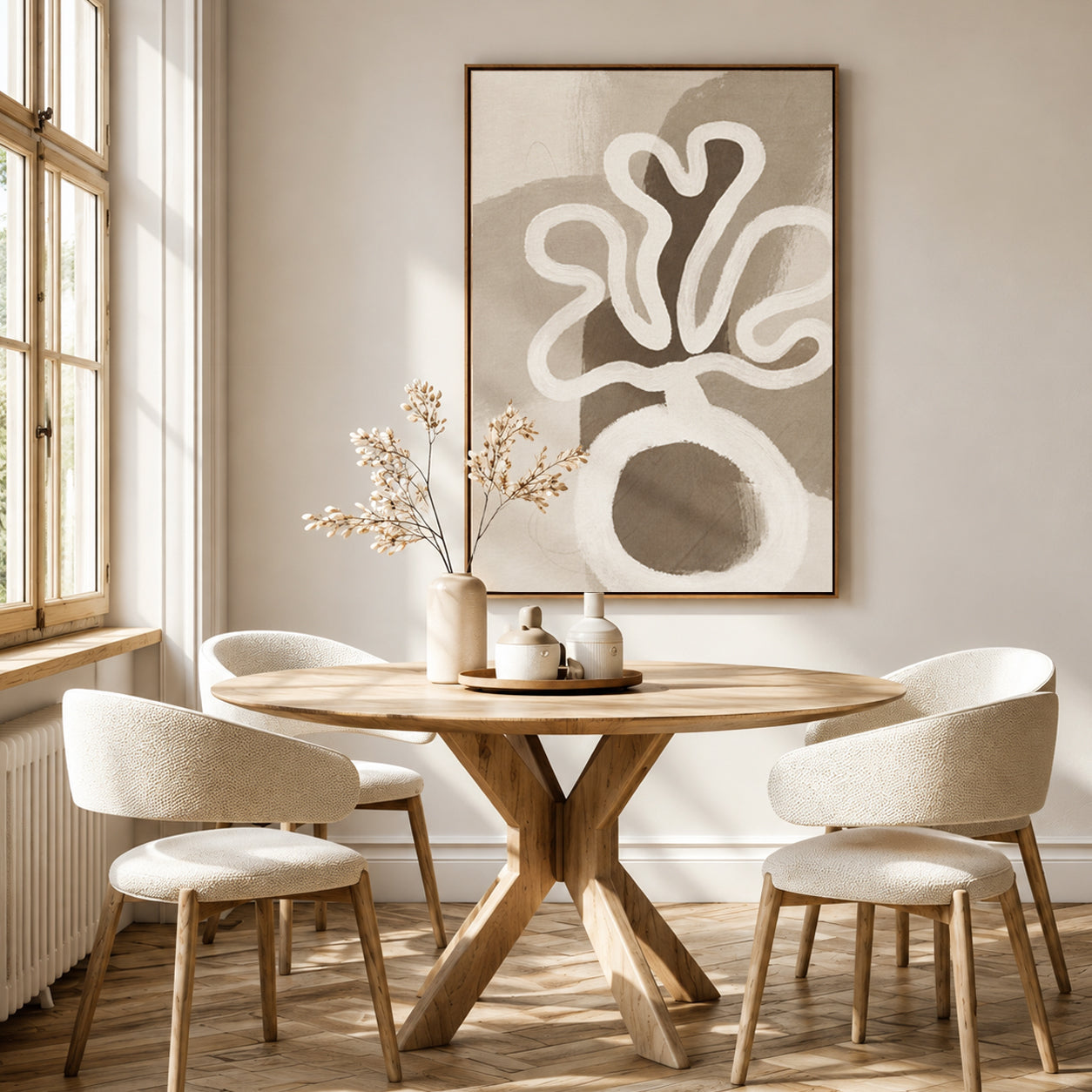 Modern Neutral Abstract Wall Art – Beige Minimalist Canvas Print