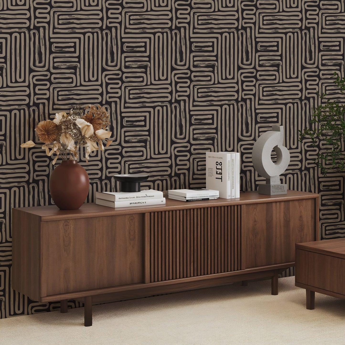 Woven Paths – Hand-Drawn Geometric Wallpaper