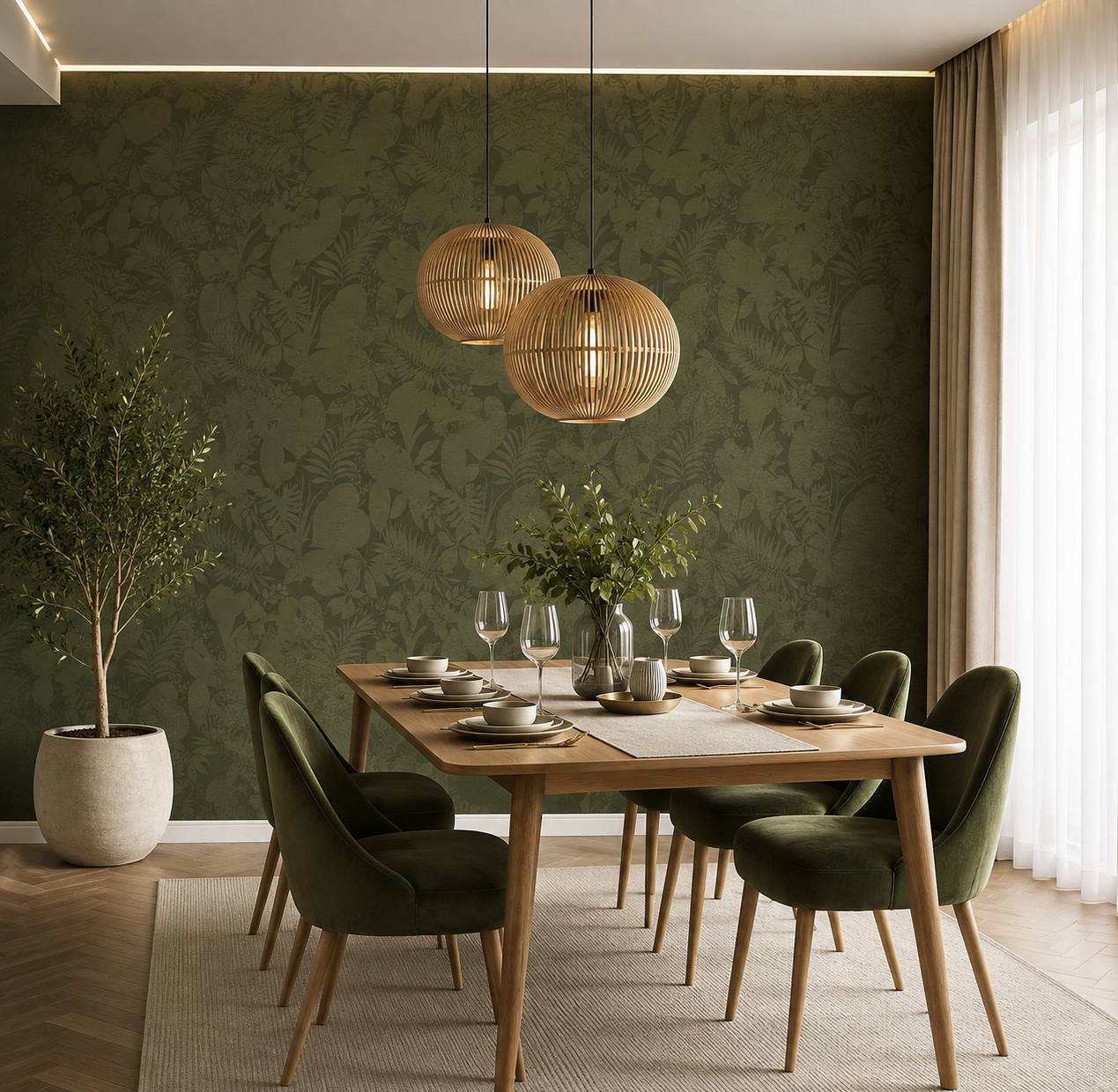 Tropical Botanic – Forest Olive Botanical Wallpaper