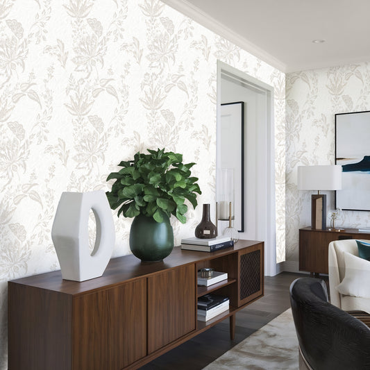 Vintage Floral Wallpaper – Neutral Botanical Peel & Stick