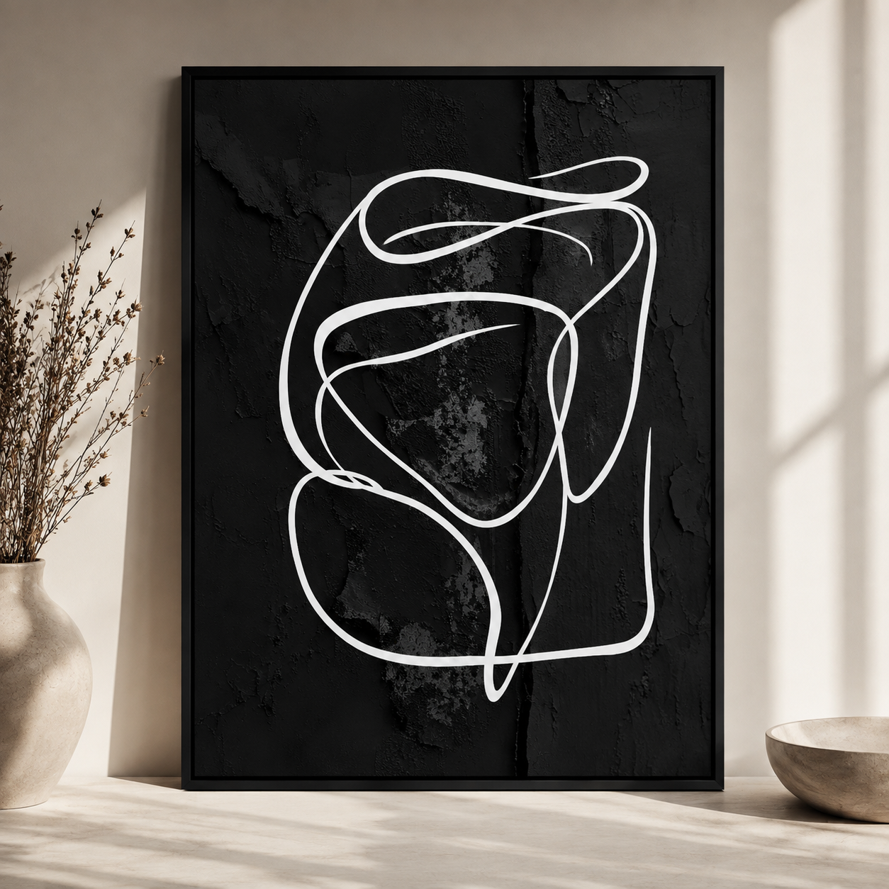 Midnight Lines – Black & White Abstract Wall Art