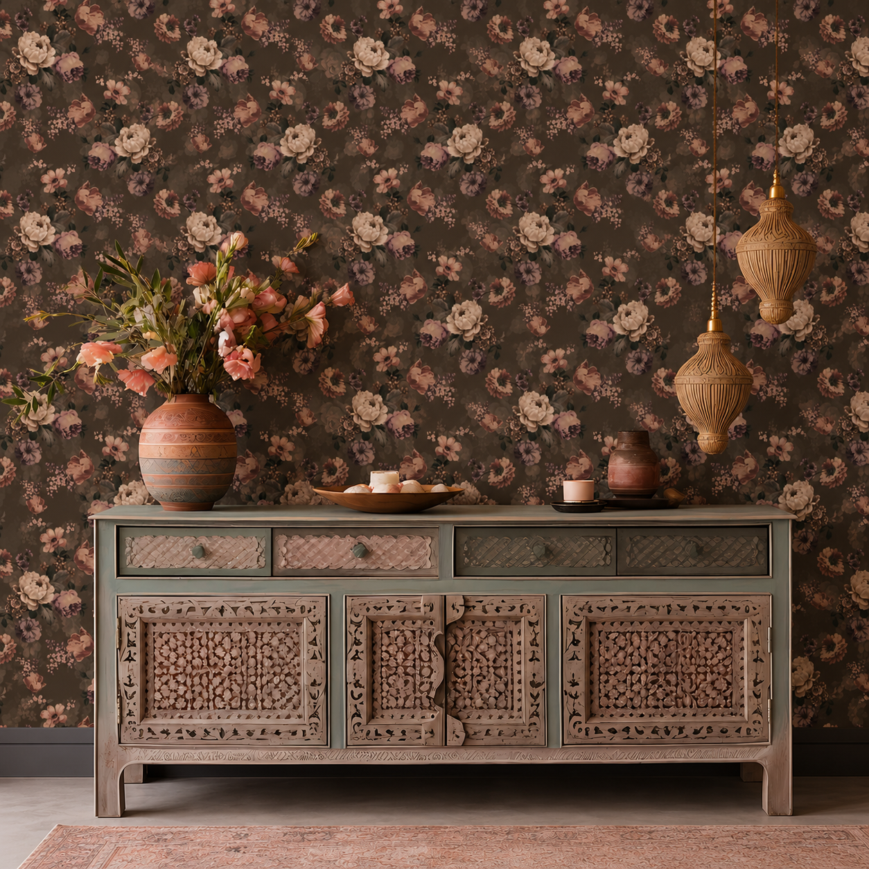 Velvet Reverie – Moody Vintage Floral Wallpaper
