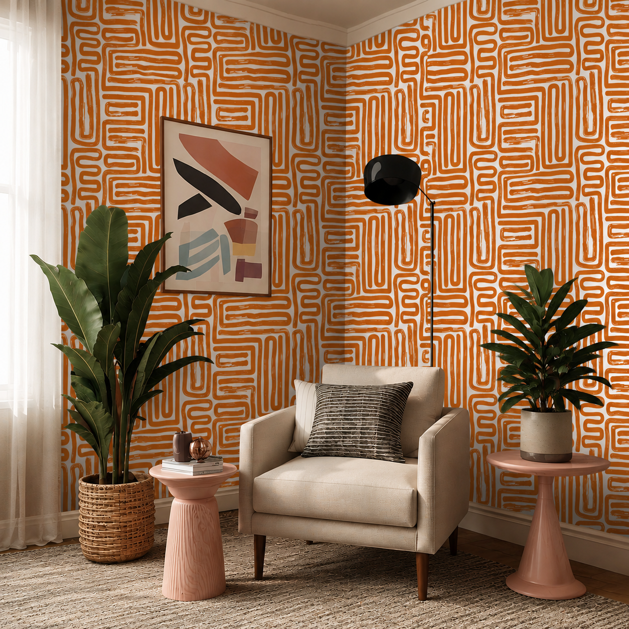 Woven Paths – Hand-Drawn Geometric Wallpaper