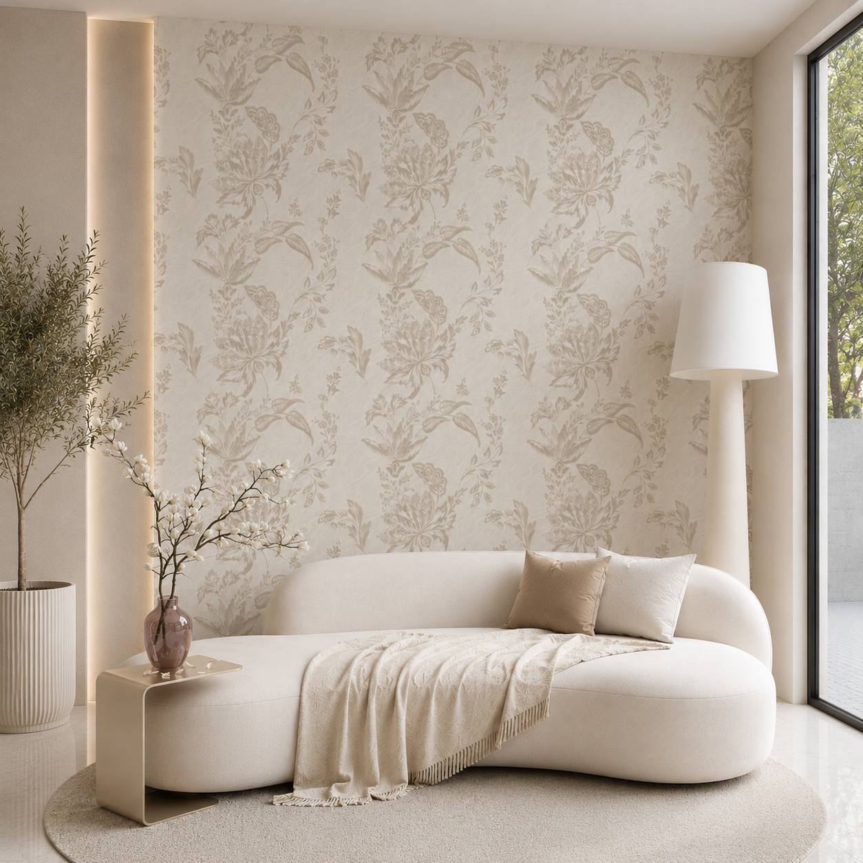Vintage Floral Wallpaper – Neutral Botanical Peel & Stick