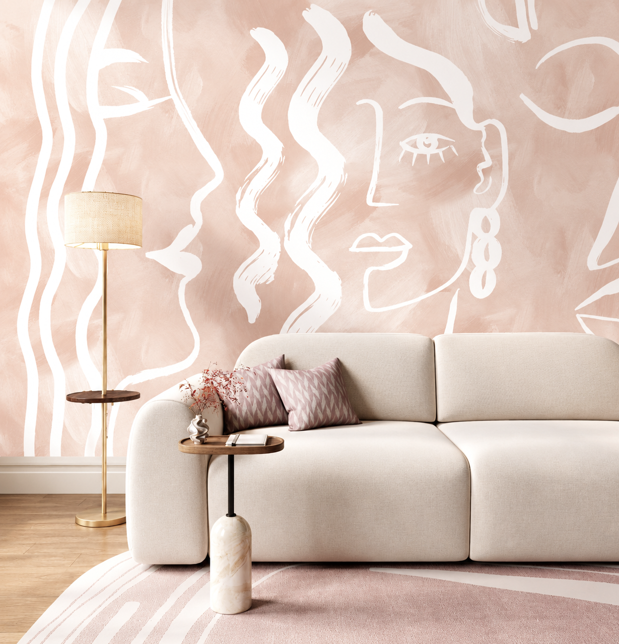 Expressive Strokes: Blush Muse Wallpaper Mural