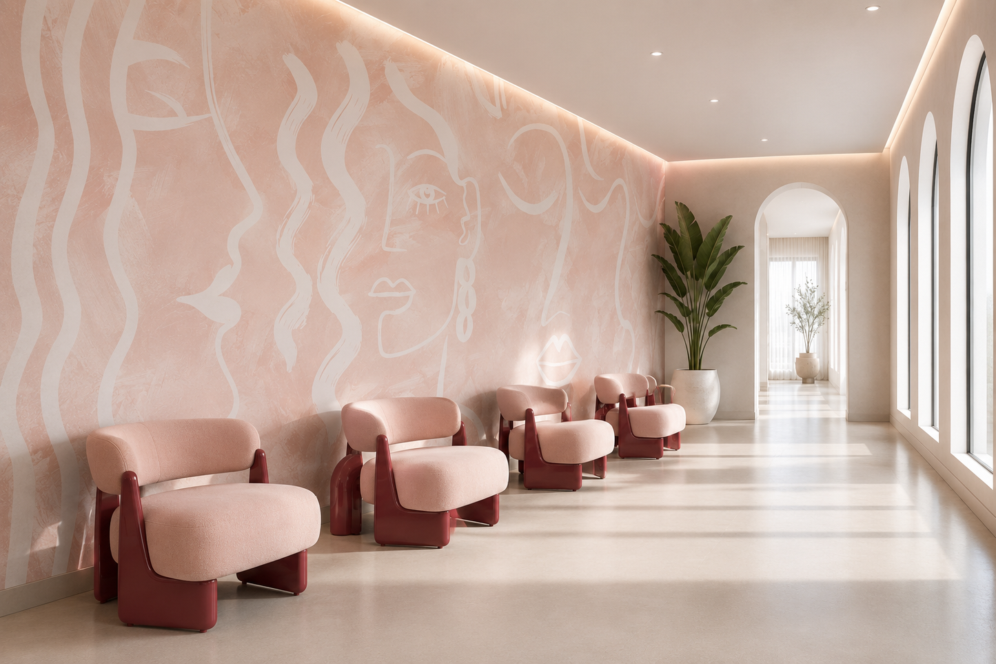 Expressive Strokes: Blush Muse Wallpaper Mural