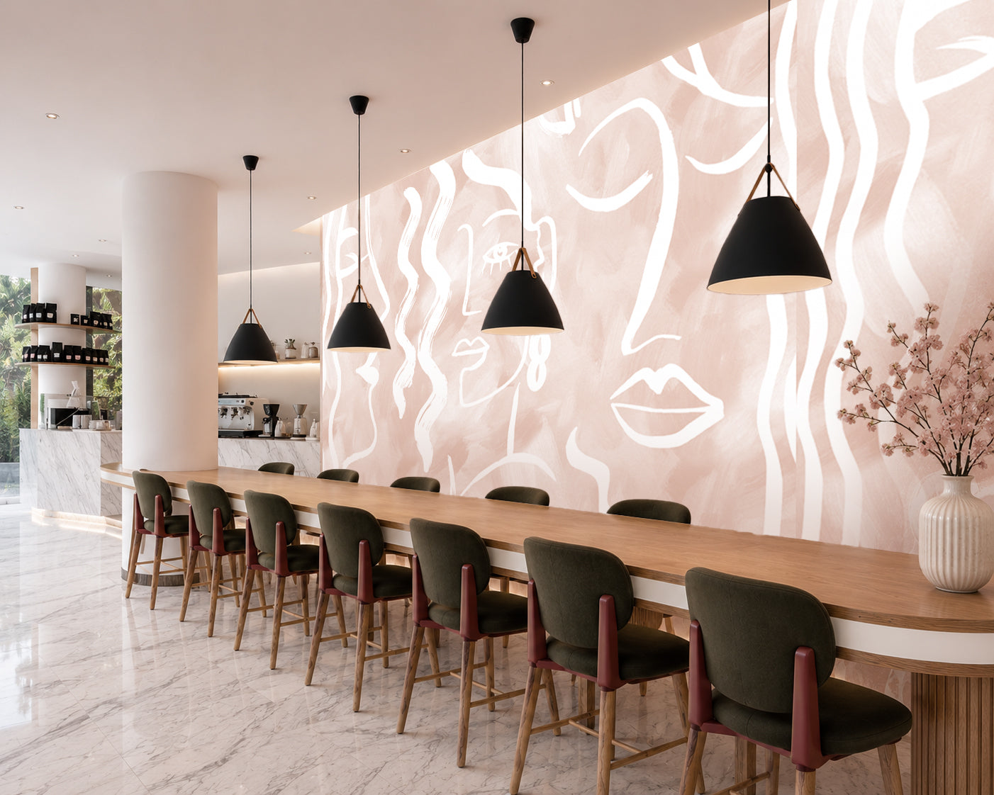 Expressive Strokes: Blush Muse Wallpaper Mural