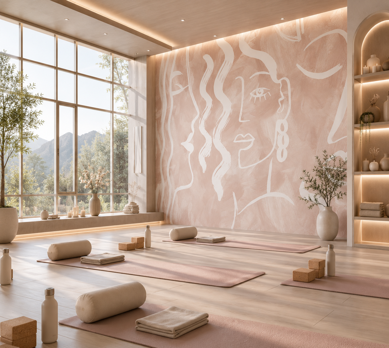 Expressive Strokes: Blush Muse Wallpaper Mural