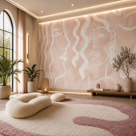 Expressive Strokes: Blush Muse Wallpaper Mural