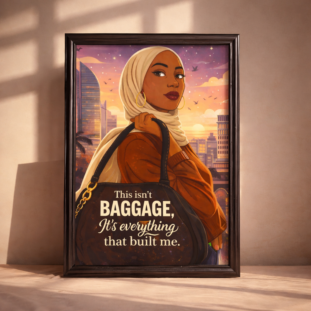 This Isn’t Baggage Quote Poster/ Canvas, Bold Feminine Muslim Woman Art