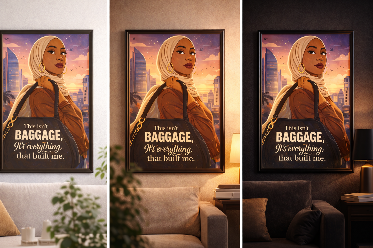 This Isn’t Baggage Quote Poster/ Canvas, Bold Feminine Muslim Woman Art