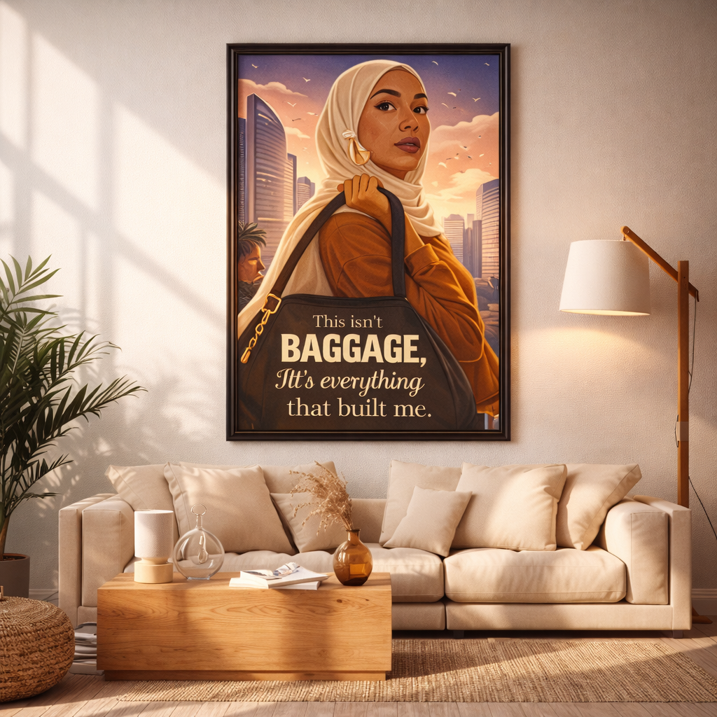 This Isn’t Baggage Quote Poster/ Canvas, Bold Feminine Muslim Woman Art