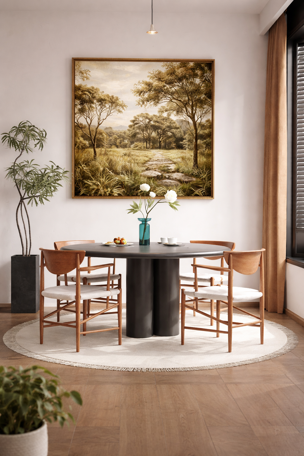 Golden Meadow Wall Art  | Vintage Landscape Neutral Rustic Nature Art
