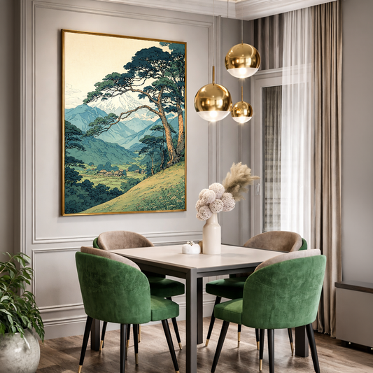 Serene Mountain Landscape | Vintage Nature Scenic Wall Art Decor