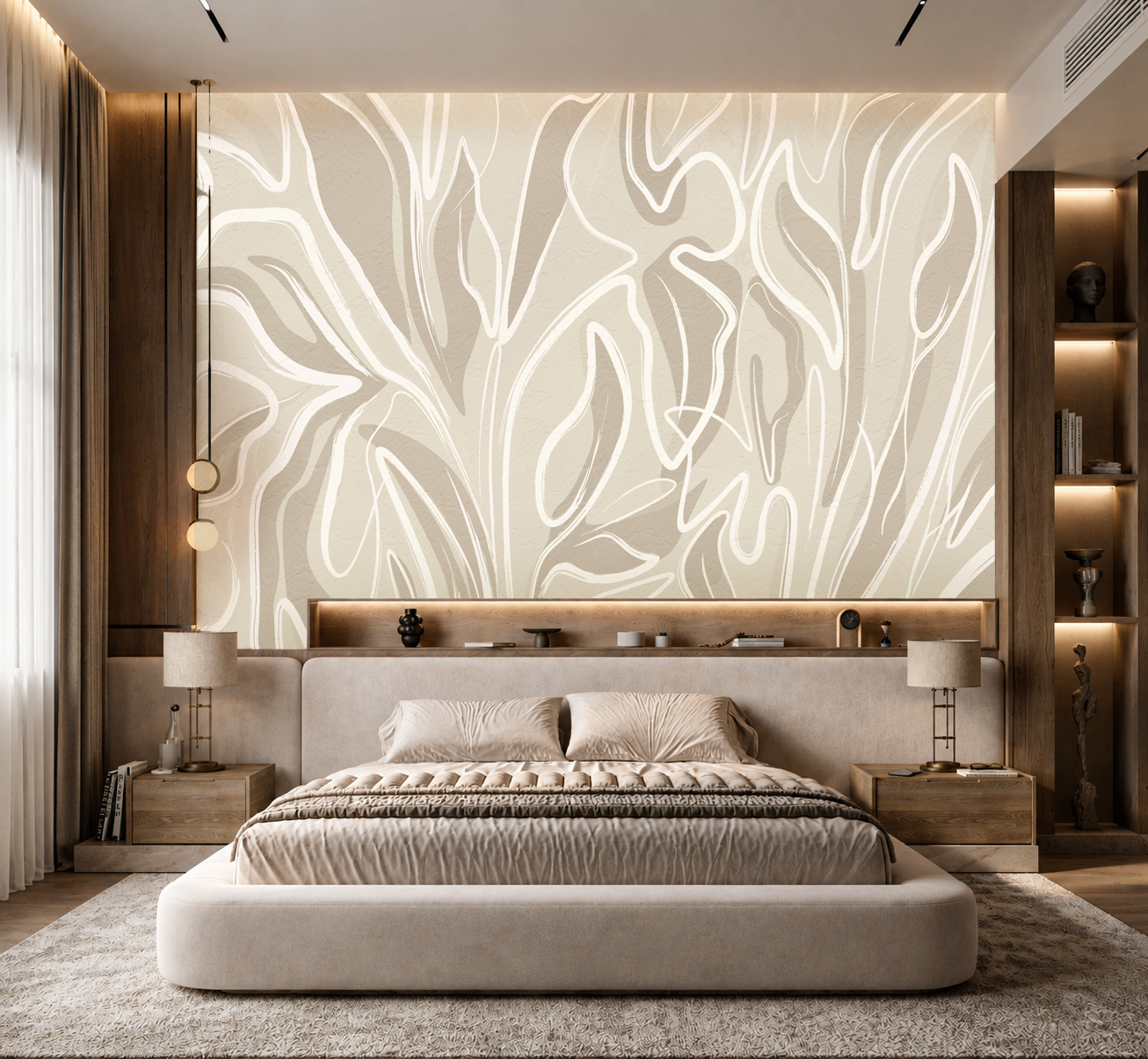 Abstract Flow Luxury Neutral Wallpaper Mural
