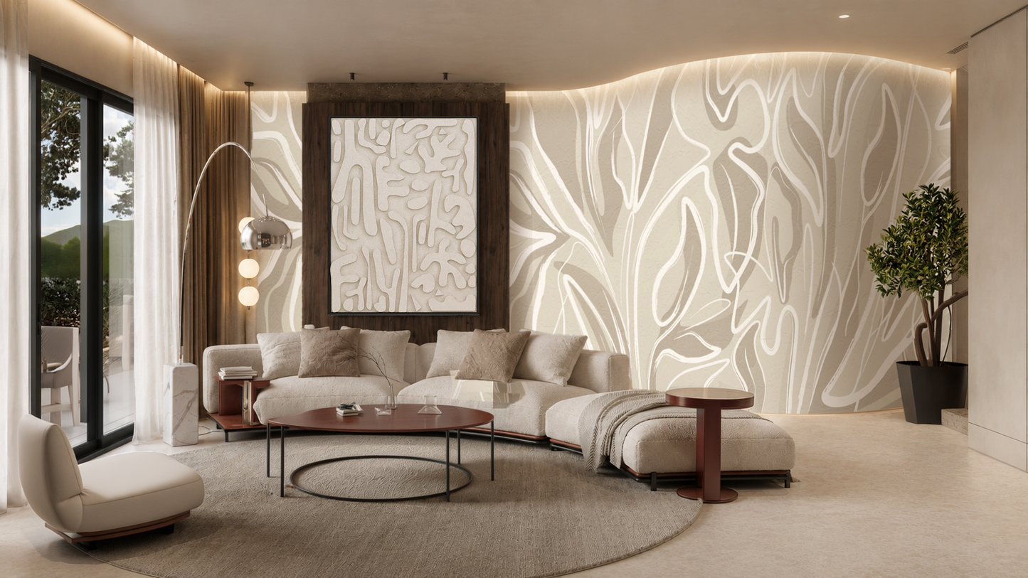 Abstract Flow Luxury Neutral Wallpaper Mural