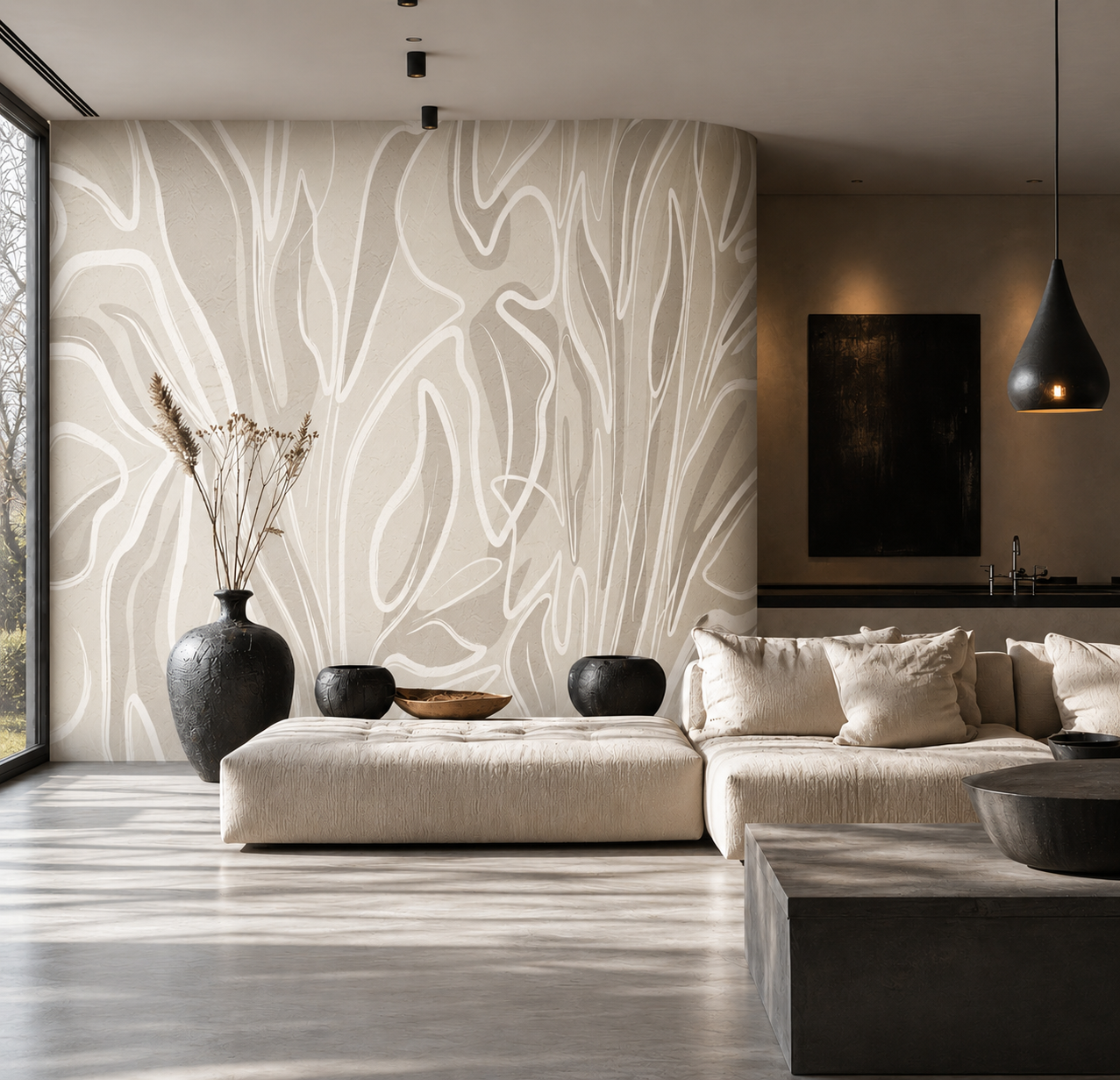 Abstract Flow Luxury Neutral Wallpaper Mural