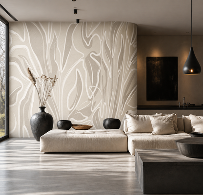 Abstract Flow Luxury Neutral Wallpaper Mural