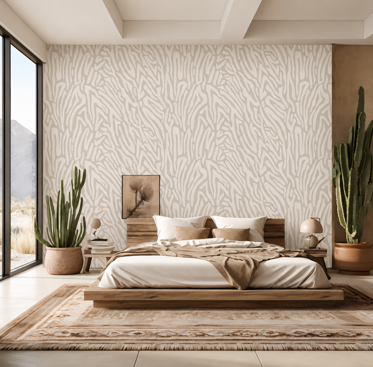 Zebra Flow Wallpaper – Premium Neutral Abstract Wall Mural