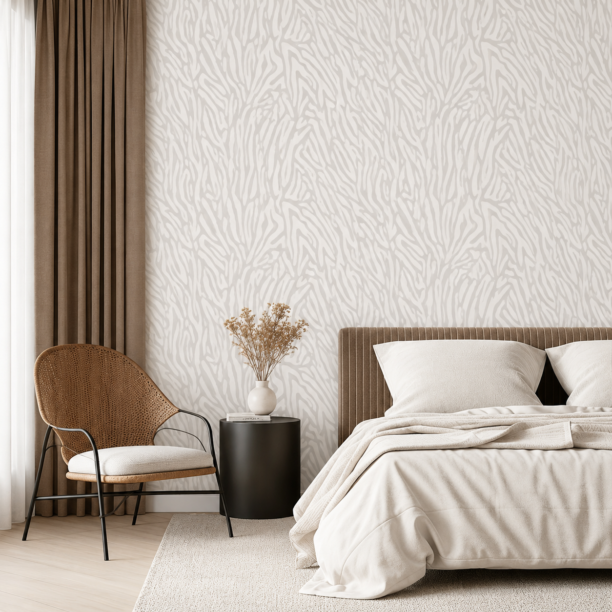 Zebra Flow Wallpaper – Premium Neutral Abstract Wall Mural