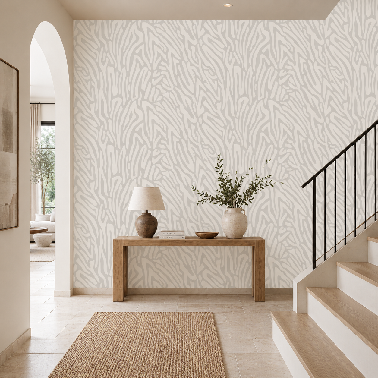 Zebra Flow Wallpaper – Premium Neutral Abstract Wall Mural