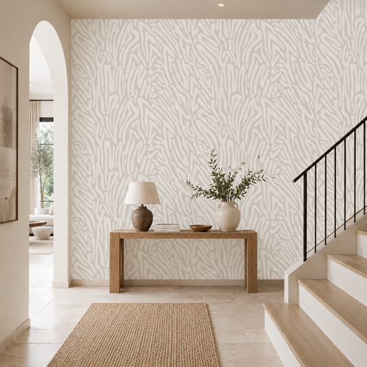 Zebra Flow Wallpaper – Premium Neutral Abstract Wall Mural