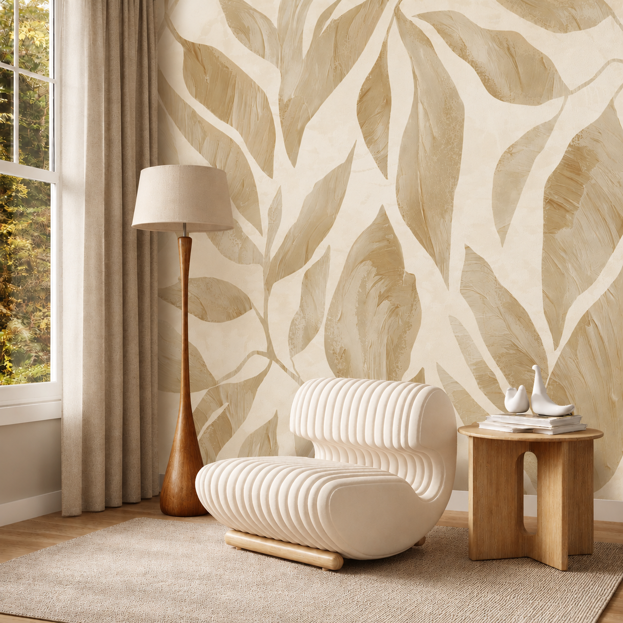 Ivory Canopy Wallpaper – Luxury Neutral Botanical Wall Mural