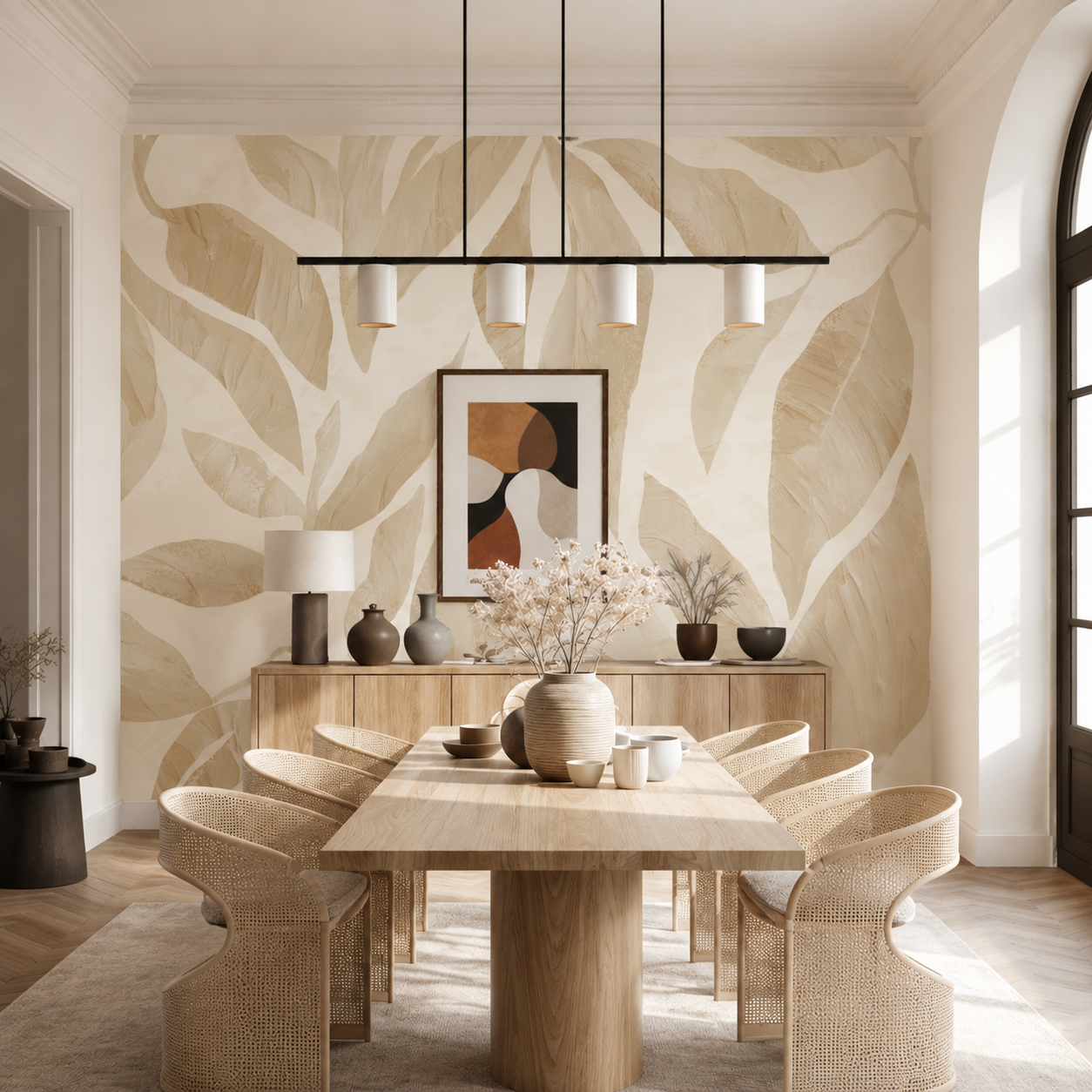 Ivory Canopy Wallpaper – Luxury Neutral Botanical Wall Mural