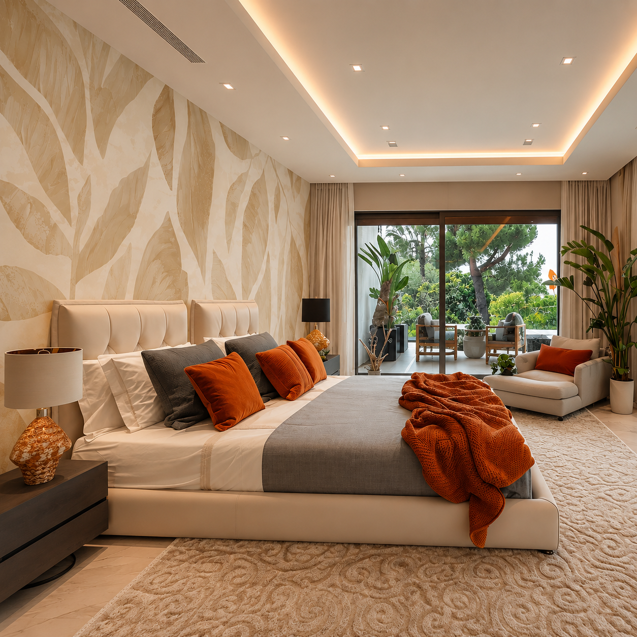 Ivory Canopy Wallpaper – Luxury Neutral Botanical Wall Mural