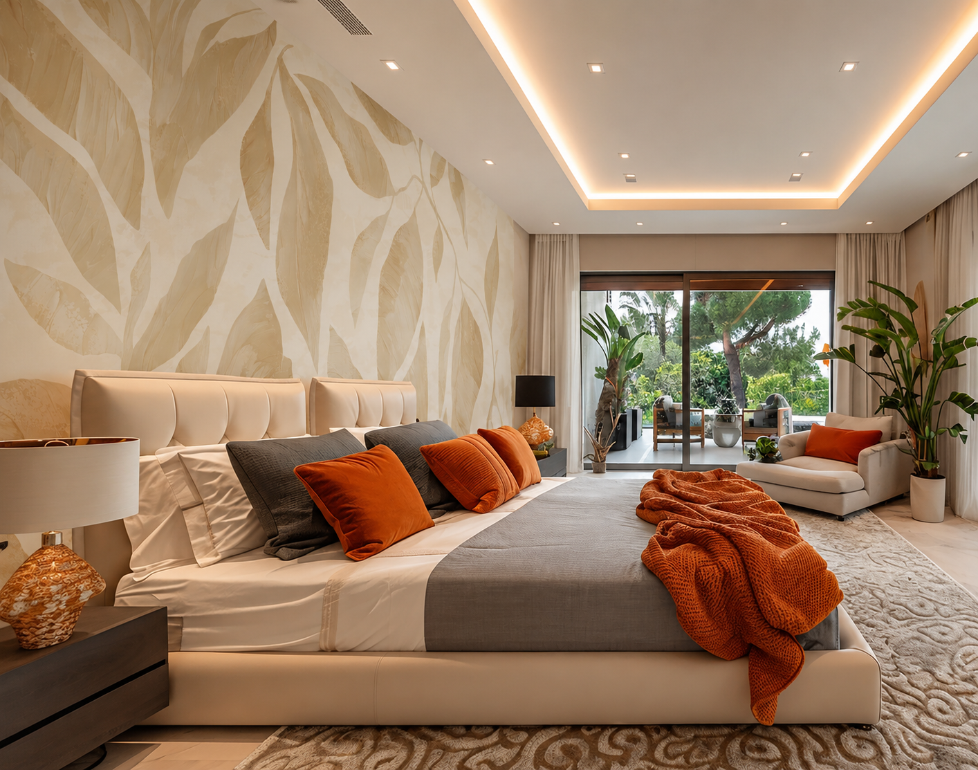 Ivory Canopy Wallpaper – Luxury Neutral Botanical Wall Mural