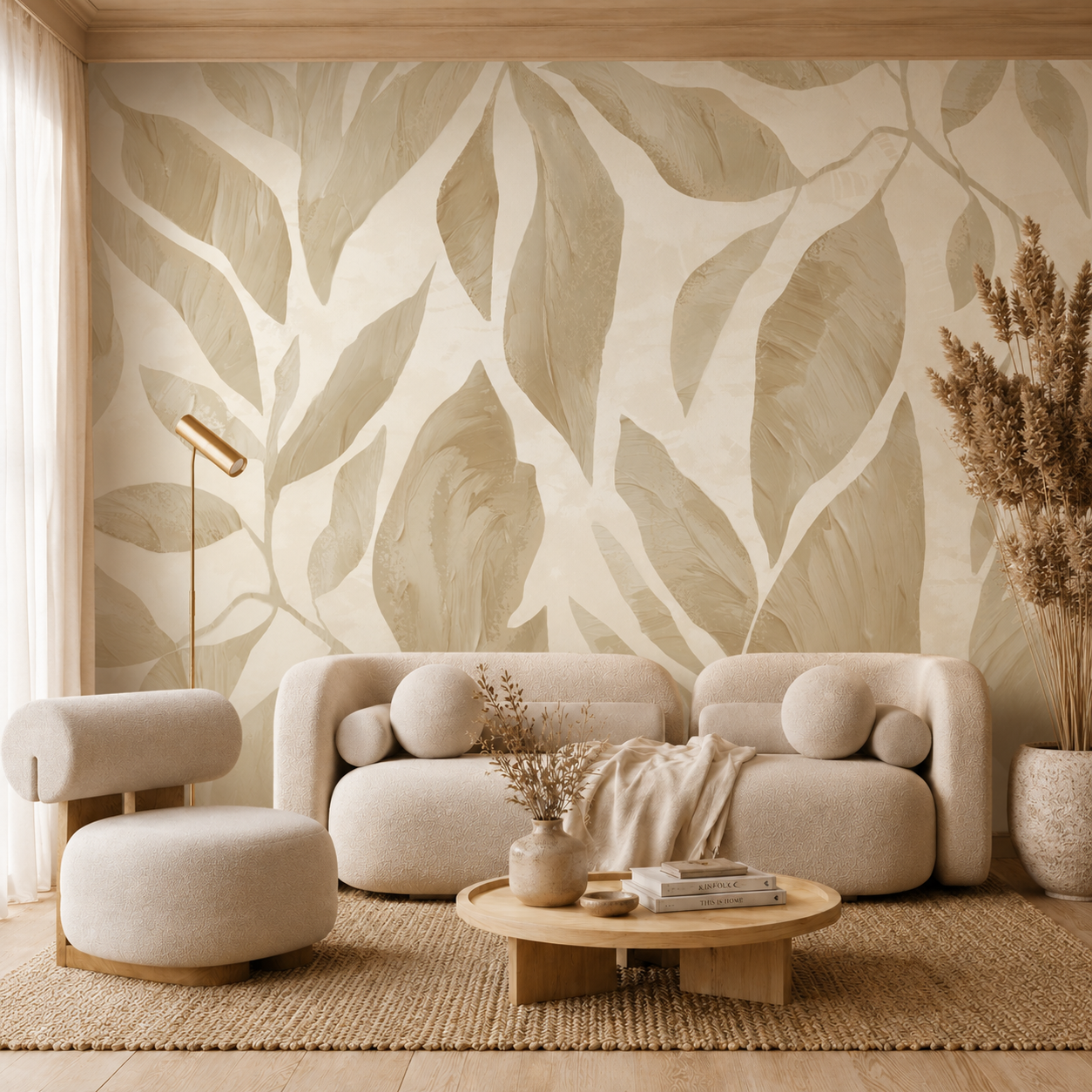 Ivory Canopy Wallpaper – Luxury Neutral Botanical Wall Mural