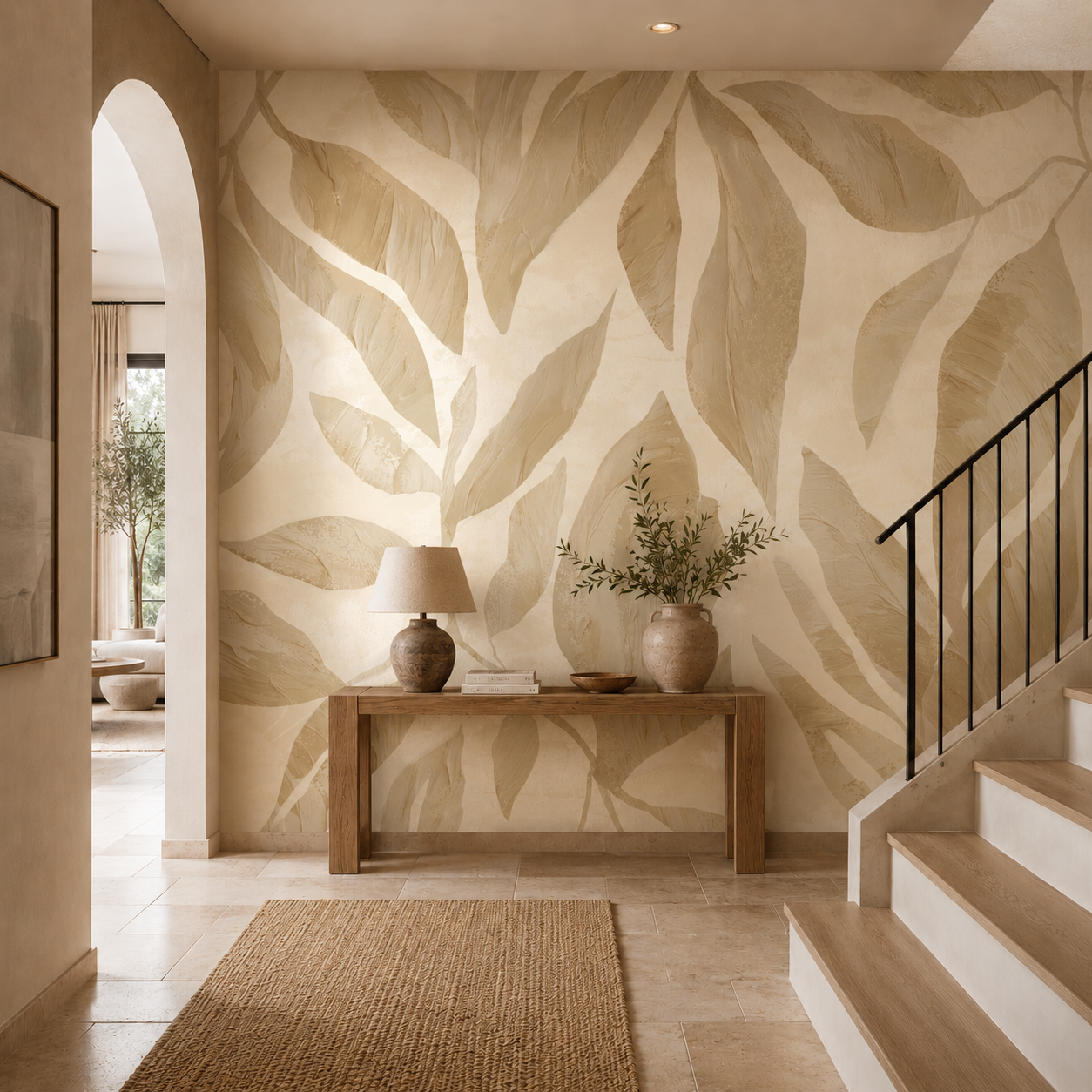 Ivory Canopy Wallpaper – Luxury Neutral Botanical Wall Mural