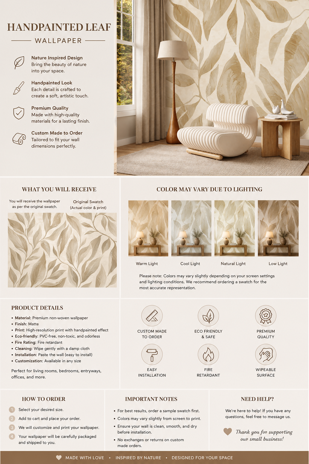 Ivory Canopy Wallpaper – Luxury Neutral Botanical Wall Mural