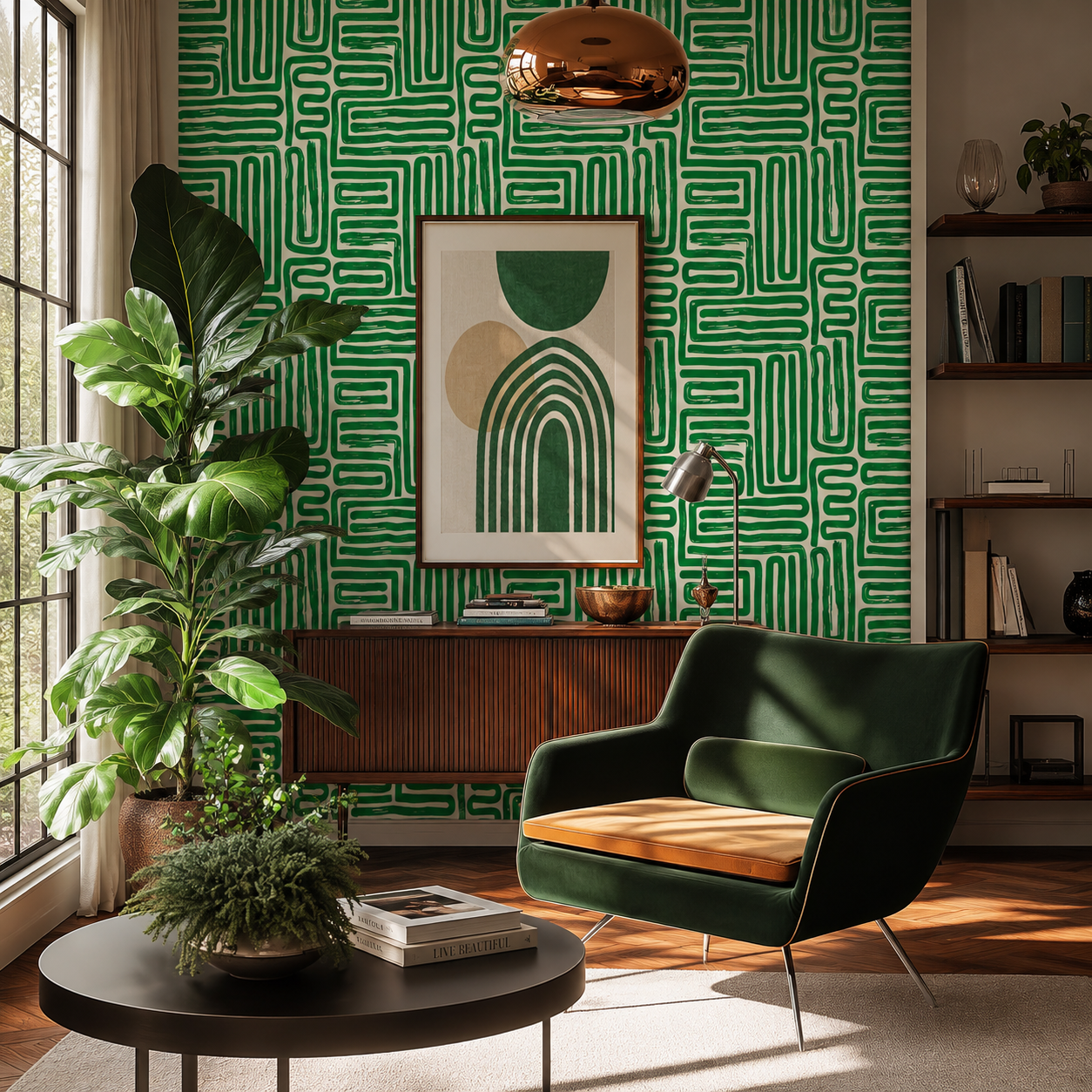 Woven Paths – Hand-Drawn Geometric Wallpaper